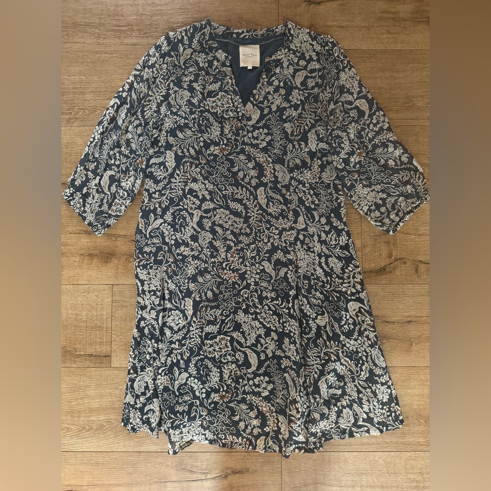 Floral Print Navy Mini Dress with White Paisley Motif
